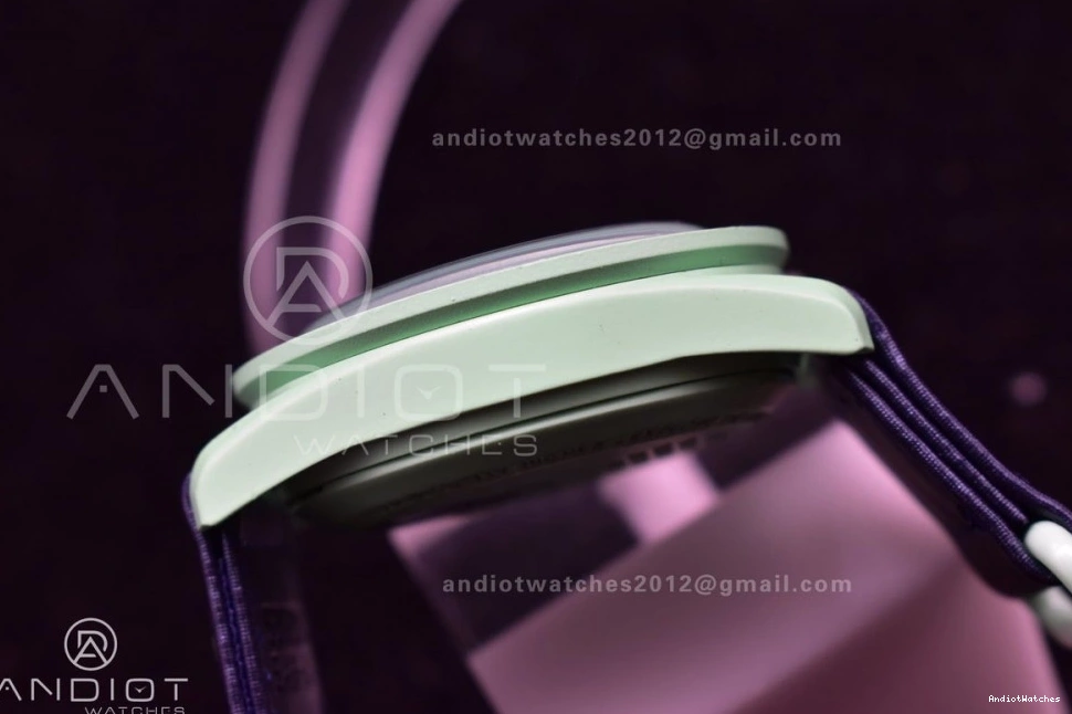 Strap Omega on Moonwatch Bioceramic x Swatch 1181 WeatherProof Earth Mission Quartz to Nylon 0804